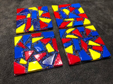 Fused Glass Coaster - Spread View - Red, Yellow, and Blue 