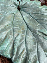 Jade Green Rhubarb Leaf - Cast Portland Cement - Medium 11-1/2" x 9-1/4"