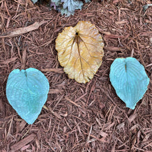 Two Hosta Leafs and a Rhubarb Leaf Hanging Wall Set - Cast Portland Cement