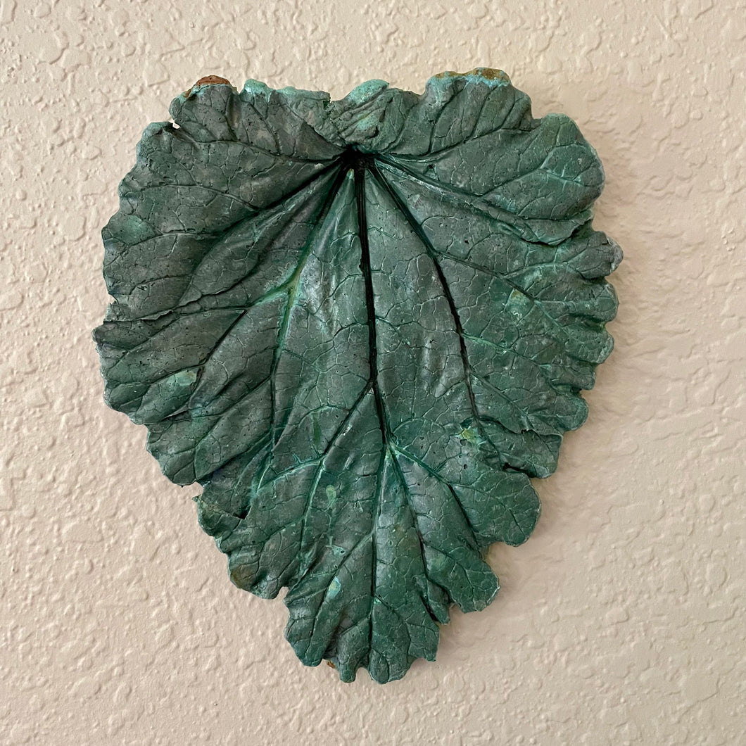 Jade Green Hanging Rhubarb Leaf - Cast Portland Cement - Medium 11-1/2