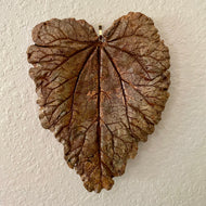 Rust Copper Hanging Rhubarb Leaf - Cast Portland Cement - Medium 12-1/4" x 9-3/4"