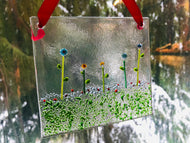 Fused Glass Sun Catcher - "Flowers on the Prairie"